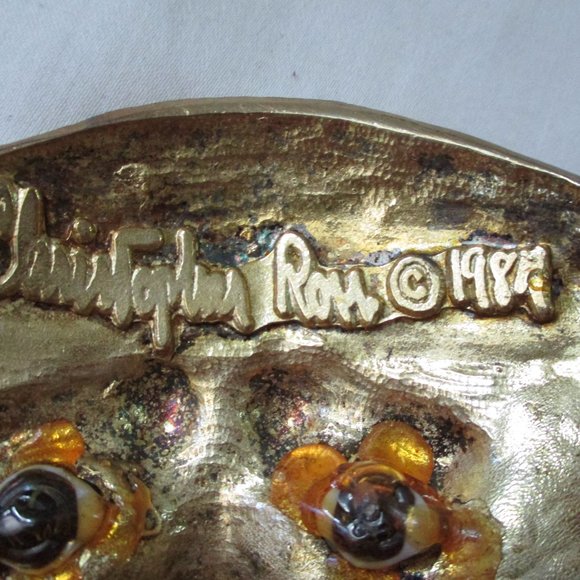 SIGNED Vintage 1984 CHRISTOPHER ROSS LION BELT BUCKLE w EYES! - Picture 6 of 6